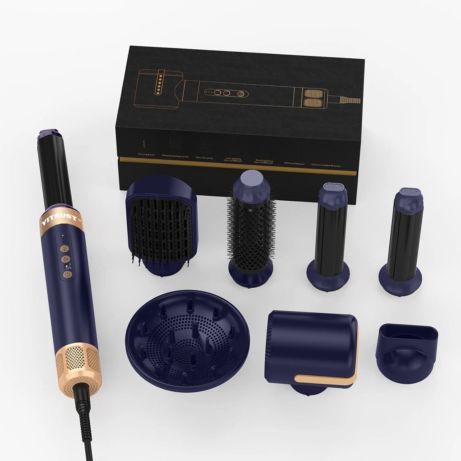 7 in 1 Hair Dryer Brush Blow Dryer Brush 110000 RPM Hot Air Brush Styler Auto Air Curler for Hair Curly Twist Multistyler Professional Ionic Travel Hair Styling Tool Air Styler