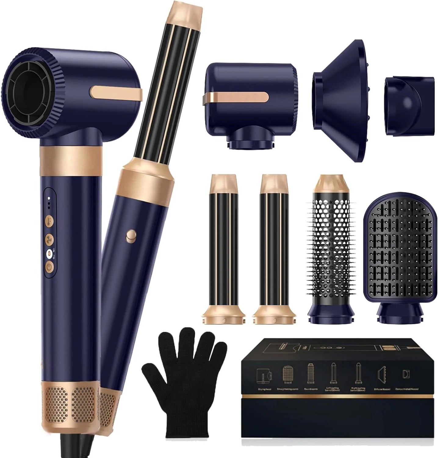7 in 1 Hair Dryer Brush Blow Dryer Brush 110000 RPM Hot Air Brush Styler Auto Air Curler for Hair Curly Twist Multistyler Professional Ionic Travel Hair Styling Tool Air Styler