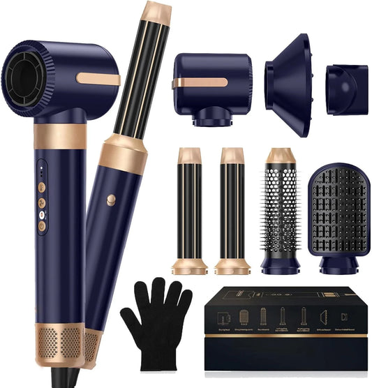 7 in 1 Hair Dryer Brush Blow Dryer Brush 110000 RPM Hot Air Brush Styler Auto Air Curler for Hair Curly Twist Multistyler Professional Ionic Travel Hair Styling Tool Air Styler
